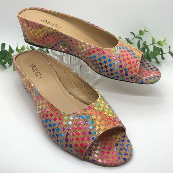 Vaneli peep toe cork wedge-size 8 W - Picture 1 of 10